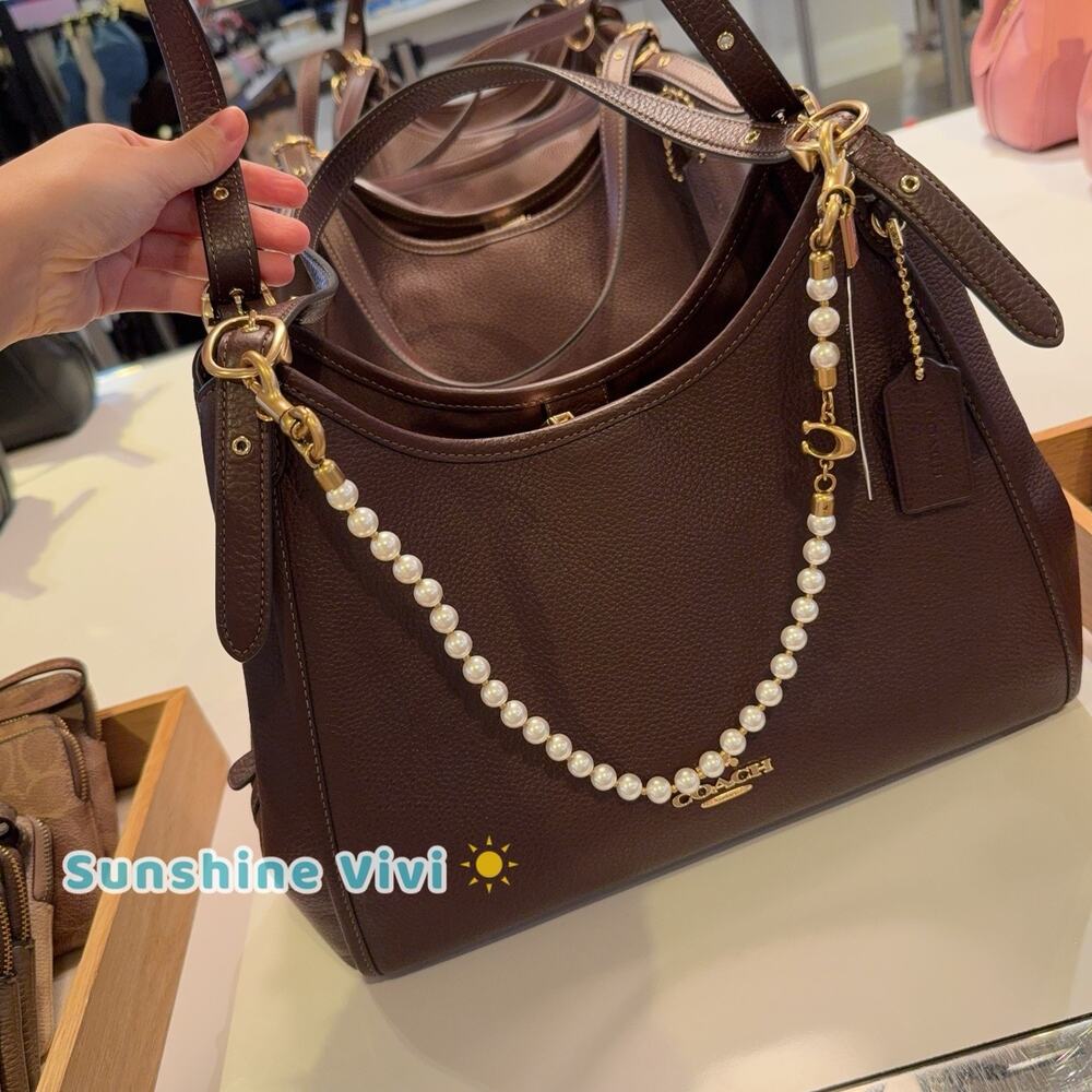NWT Bundle Coach Erin Shoulder Bag Leather CAQ86 Maple Gold & CAU48 Pearl Strap